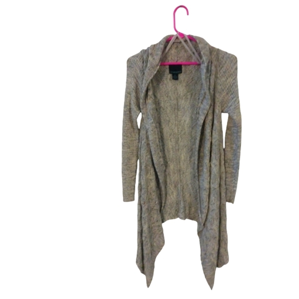 Cynthia Rowley Knit Handkerchief Hem Open Cardigan Sweater Gray Cozy Staple M